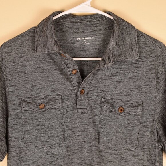 Banana Republic Men's Grey Collared Polo Shirt Business Casual Academia Preppy M - Picture 2 of 10
